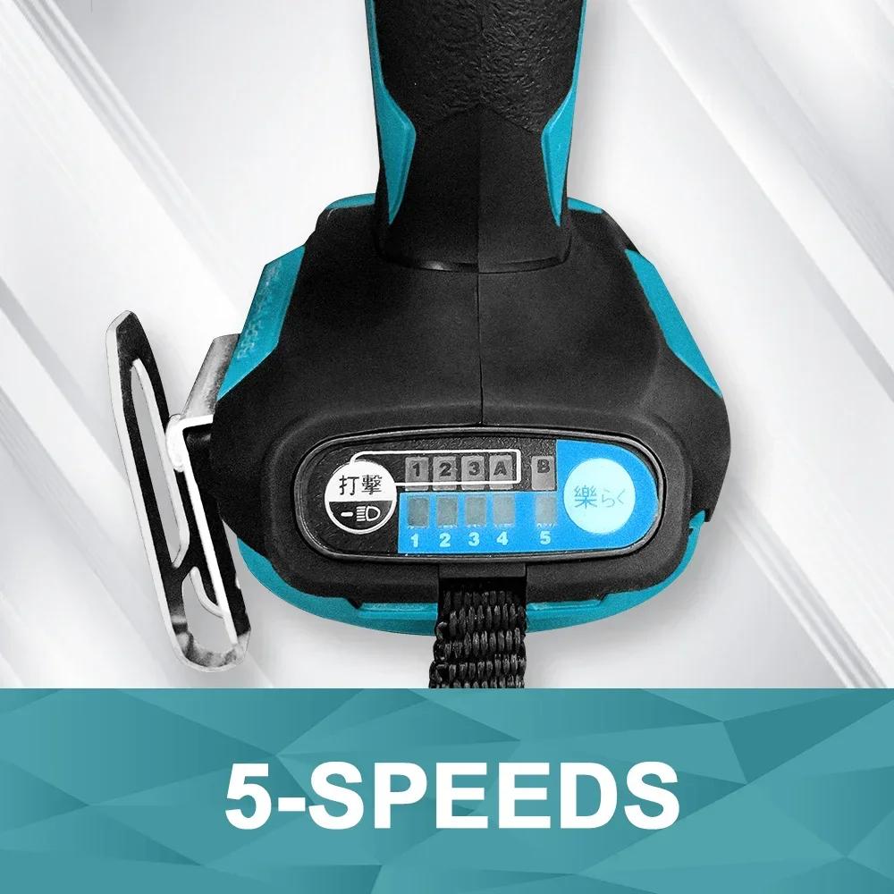 PATUOPRO 1/4 Inch Hex Brushless Electric Screwdriver 5-Speed Cordless Electric Drill Driver Power Tools For Makita 18V Battery