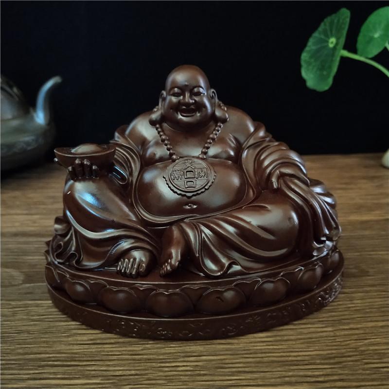 Golden Chinese Feng Shui Laughing Buddha Statues Ornaments Big Maitreya Buddha Sculpture Figurines Home Decoration Gifts