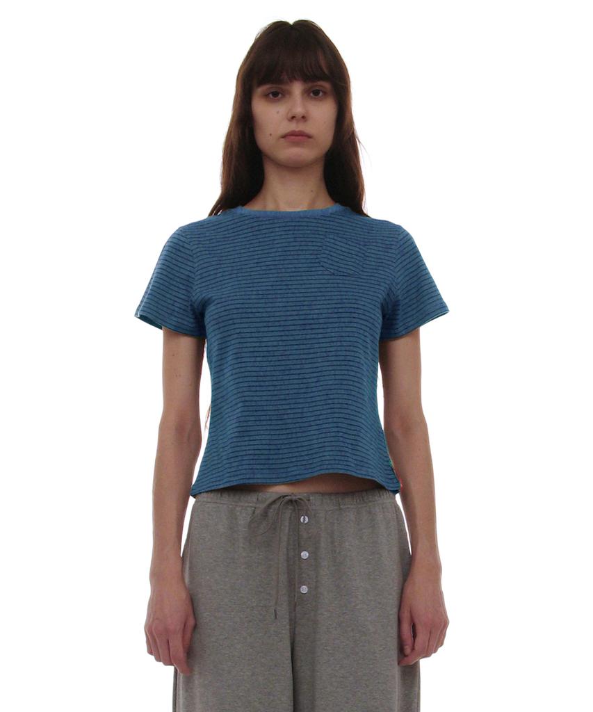 PARTIMENTO WOMEN Pwc Pocket Stripe Regular Tee_Pastel Blue