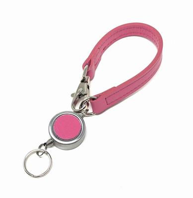 Bell La Bell Stretchable Reel Strap (PinkCowhide) Made In Japan Cowhide Leather KeychainKey Reel (Extends Approximately 15.5 Inches (40 Cm)) for Pass