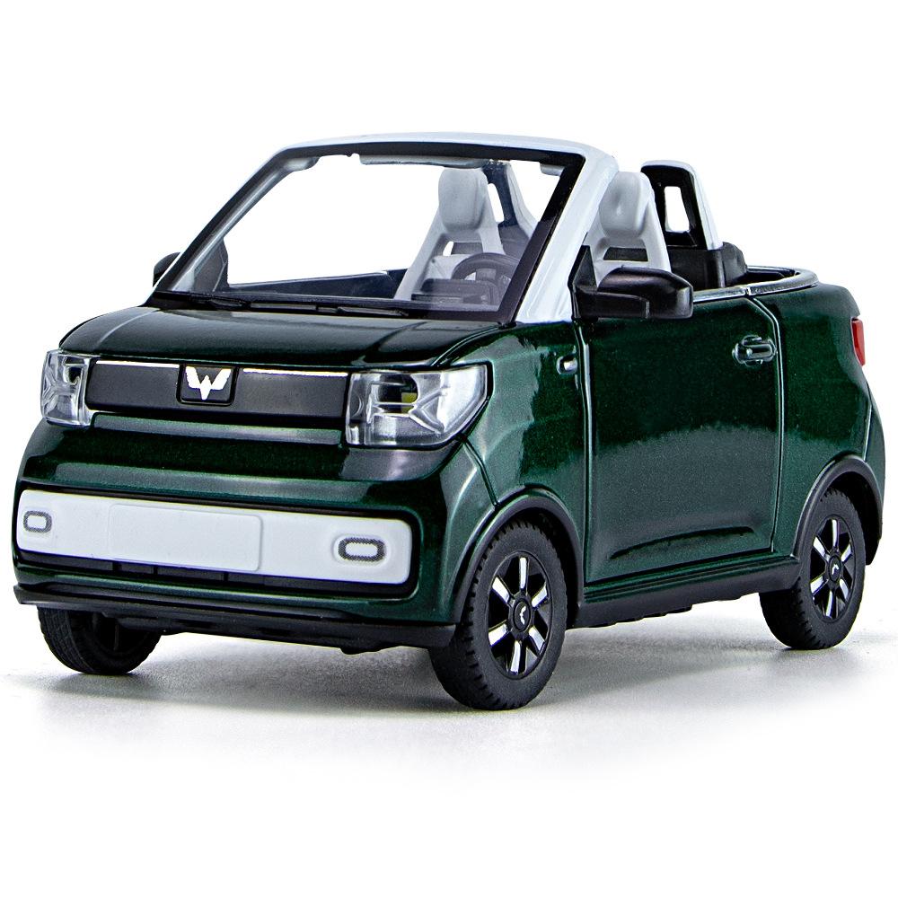 1/24 Scale WuLing MINI EV Simulation Car Decoration,Alloy Die Cast Truck Static Electricity Can Open The Door Toy Car Adult Gift for Collection Lovers
