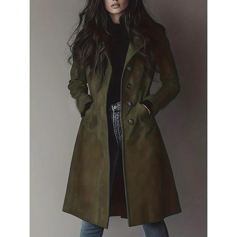 Chaqueta de Gamuza para Mujer Estilo Europeo-Americano: Elegante, Cómodo, Ceñidor de Cintura, Abrigo Occidental Casual.