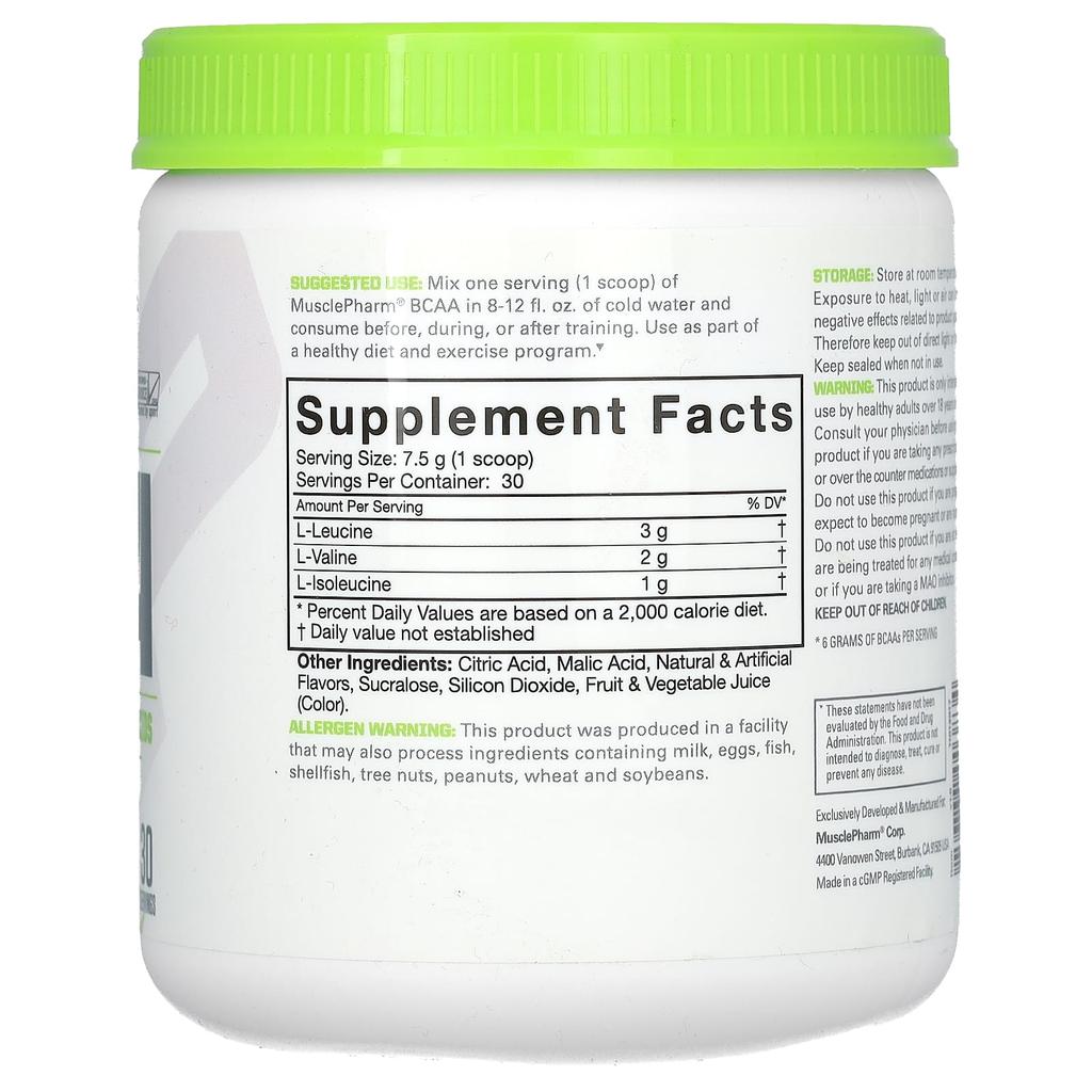 MusclePharm Essentials, BCAA, Blue Raspberry, 0.50 Lb (225 G)