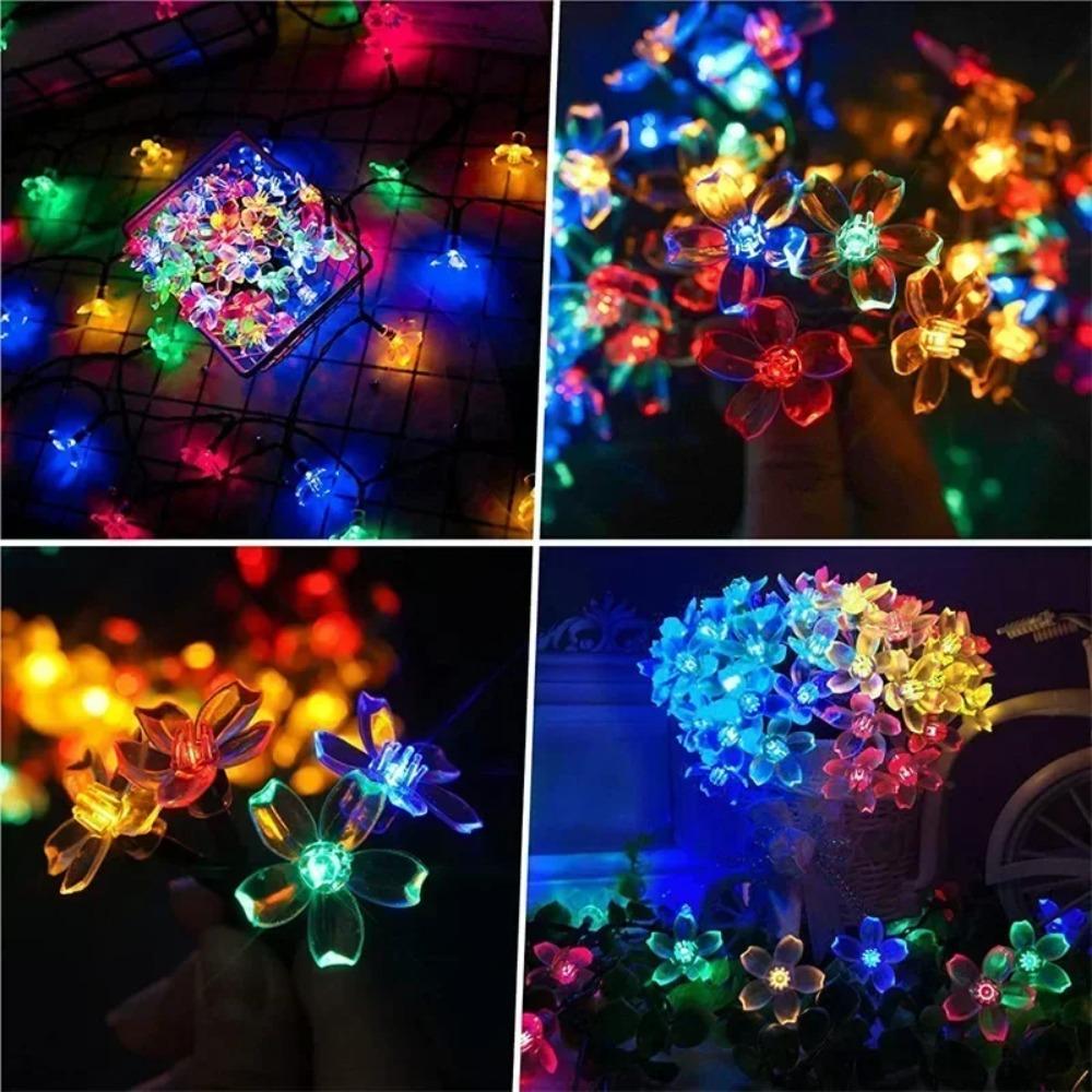 Outdoor Solar Lamp LED Cherry Blossom Fairy Light String Garden Christmas Holiday Decor Solar Garland Wedding Party Decoration