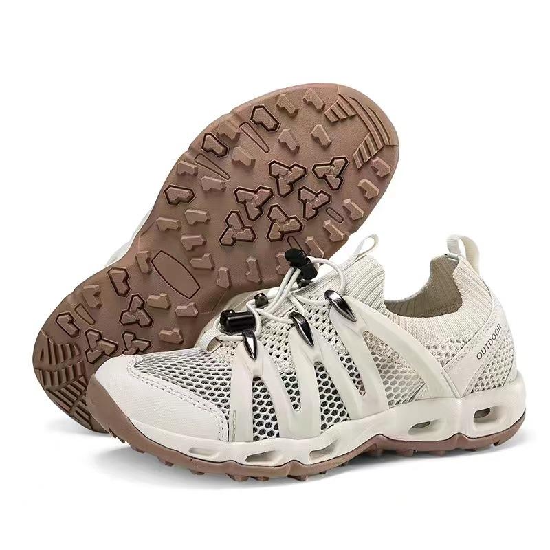 Foreign Trade Large Size Men's and Women's Creek Walking Shoes Outdoor Hiking Shoes Spring and Summer Fly-woven Mesh Hollow Breathable Hole Wading