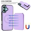Applicable to iPhone16 mobile phone case, Samsung S25 lychee pattern wireless charging magnetic card bag bracket multi-function anti-drop