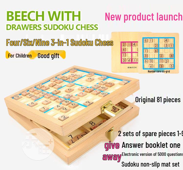 Wooden Sudoku Chess for Kids: Educational Game for Developing Logical Thinking