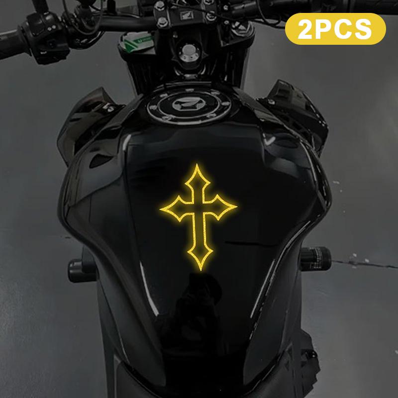 2 Pcs Reflective Cross Stickers Durable Anti-scratch Decals for Motorcycle Helmets Car Windows Bike Frames Off-road Riding Use