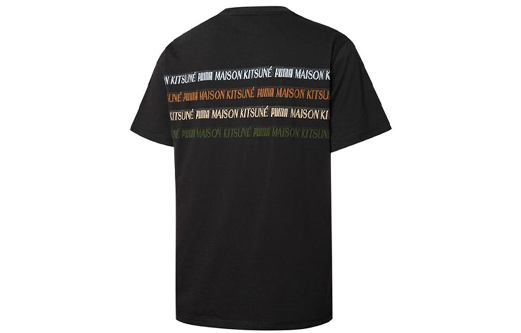 Puma X Maison Kitsune T Shirts Unisex Black Crew Neck Moderate Straight Fit 532328-01