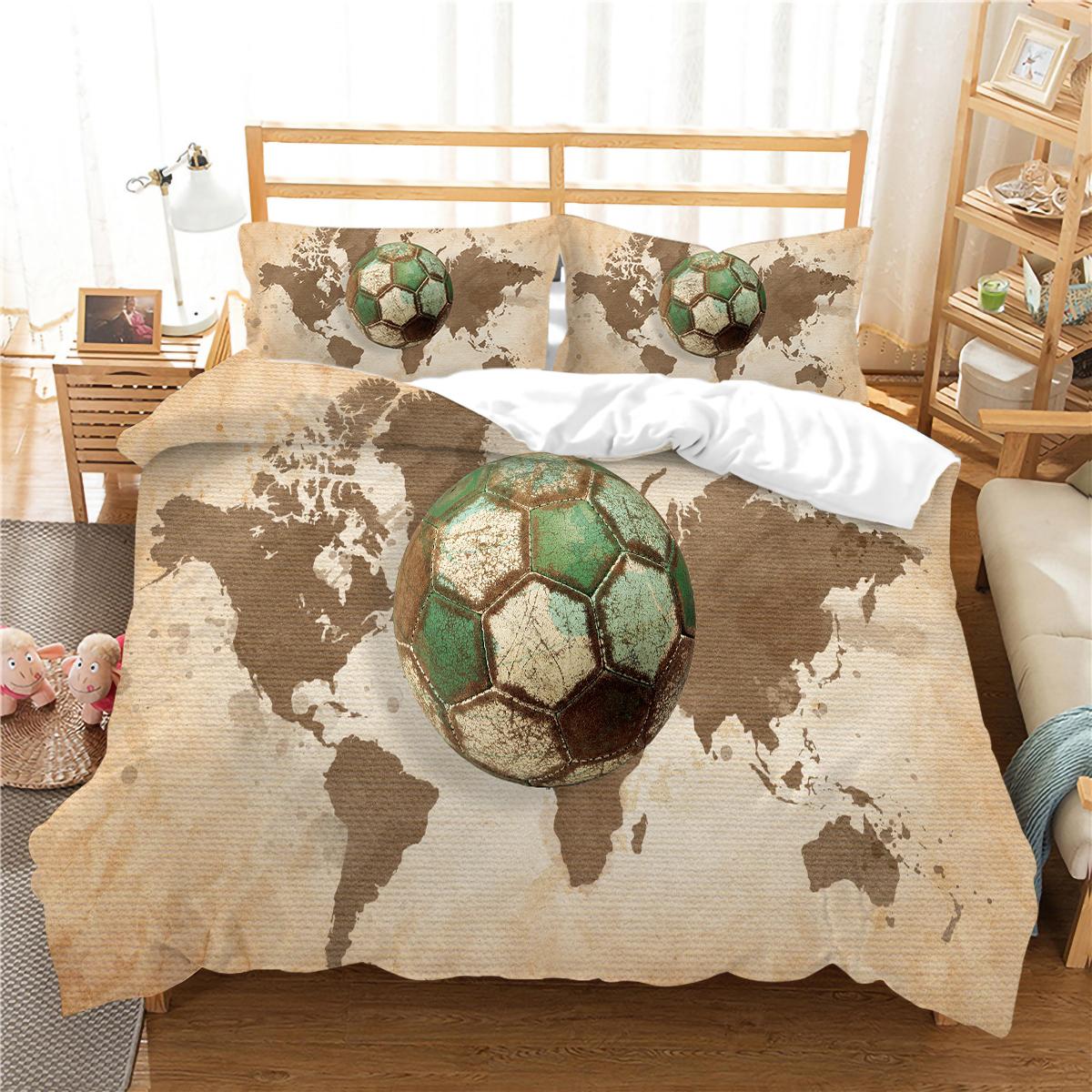 

Чехол на кровать, комплект постельного белья с 3D футбольным принтом, детский комплект постельного белья, пододеяльники, полиэстеровая наволочка, удобная EU Single 135x200cm