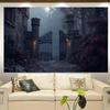 2D Gothic Mansion Iron Gate Backdrop Misty Forest Castle Entrance Party Decor