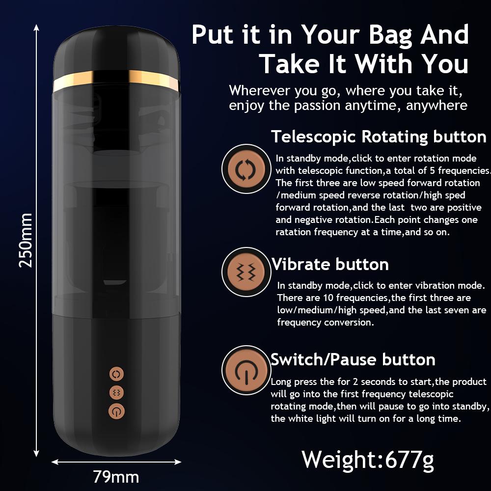 Automatic Male Masturbator Cup Telescopic Vibration Realistic Artificial Penis Exercise Stimulator Sex Toys for Men Adults