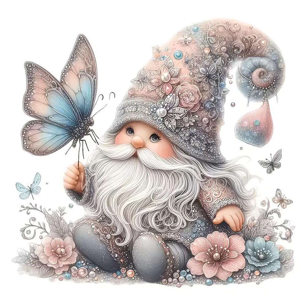 QT2384#15cm Cute Gnome with Butterfly Car Sticker, Suitable for Laptop, Car, Truck, Van, SUV, Motorcycle, Bumper, Window