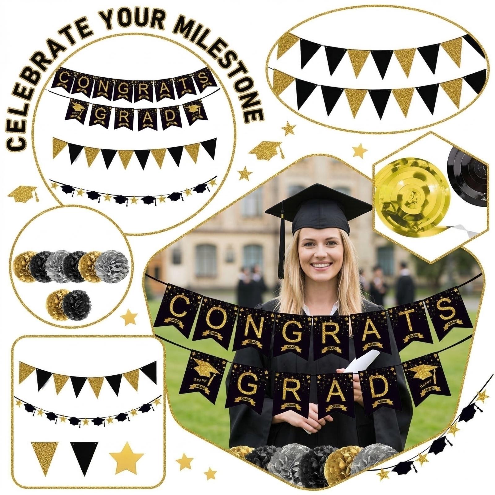

Graduation , Campus Graduation Decorations, Party Graduation Celebration Flag Paper Flower Ball Whirlwind Hanging Decorations Set, Indoor Dining Party One Size