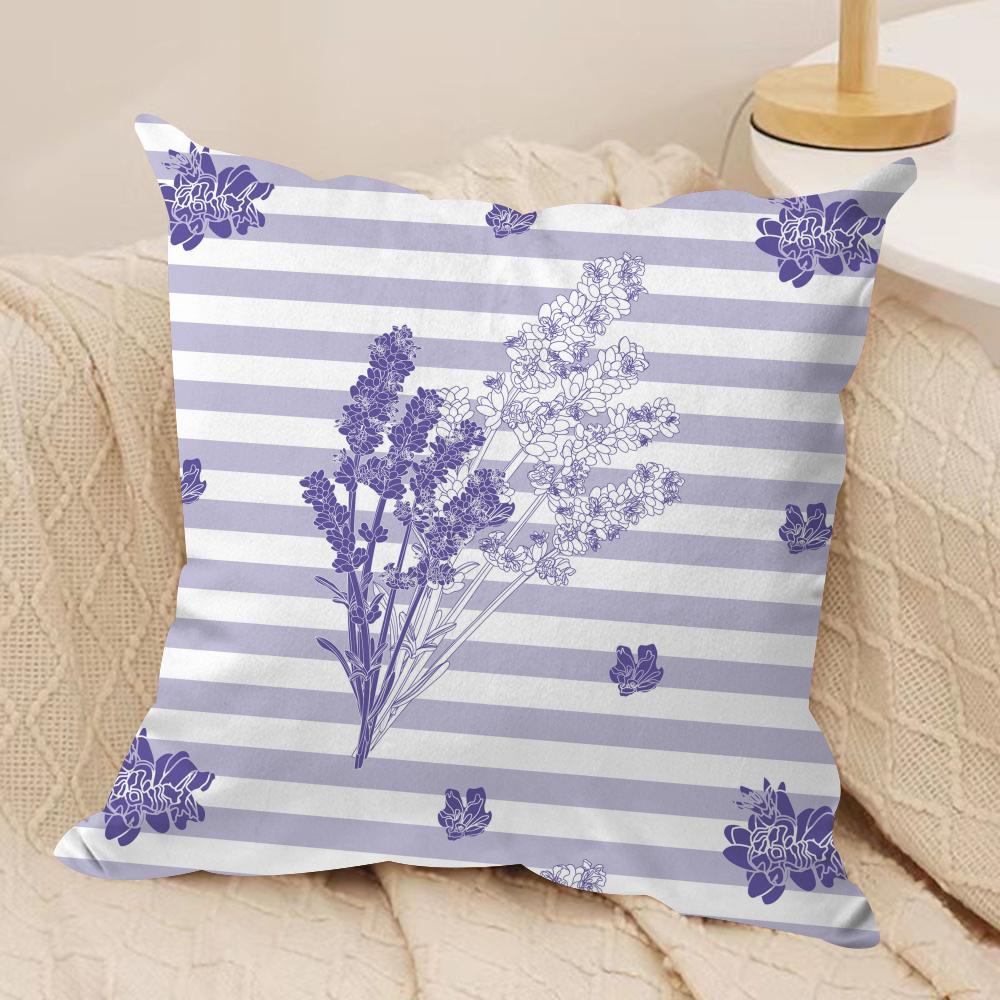 Lavender  Flowers Cushion Cover Soft Plush Throw Pillow Cover  DoubleSided Printed Cushion Case  Cozy Sofa  Home Decor