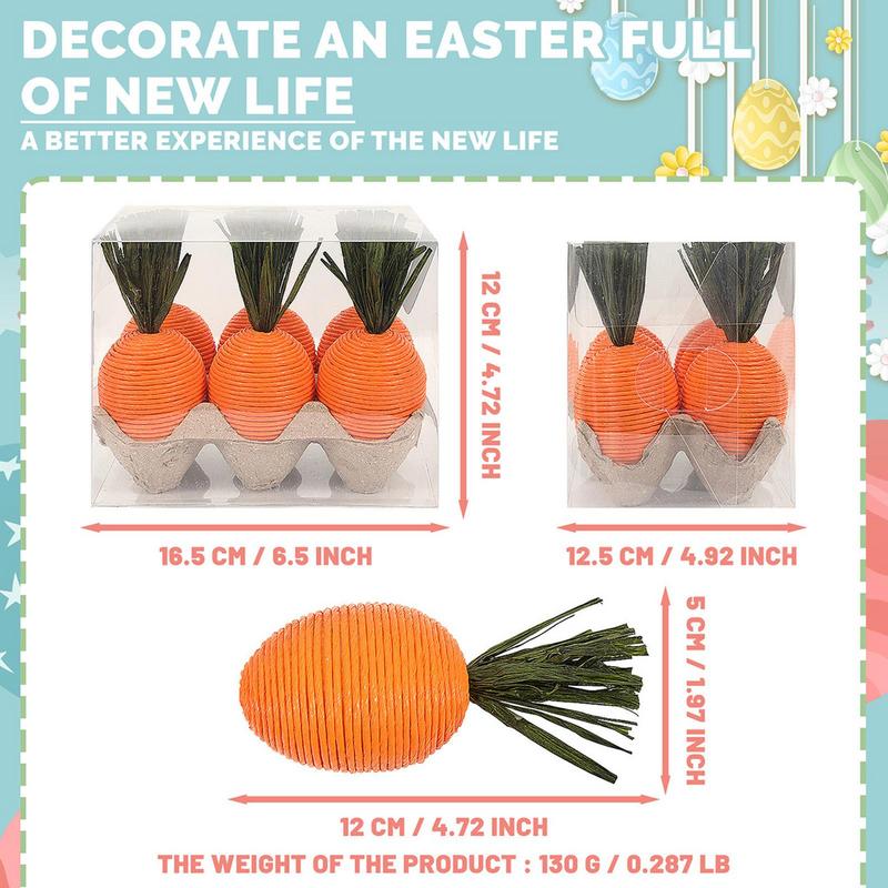 Easter Carrot Ornaments 2025 Spring Easter Party Decoration for Home Kids Birthday Favors Gift Artificial Carrot Vegetables Toy