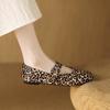 Fashion Women Flat Shoes Pumps Leopard Cute Mary Jane Low Heel 1cm Casual Loafers Leather Buckles Moccasins Shoes Woman Casual Shoes