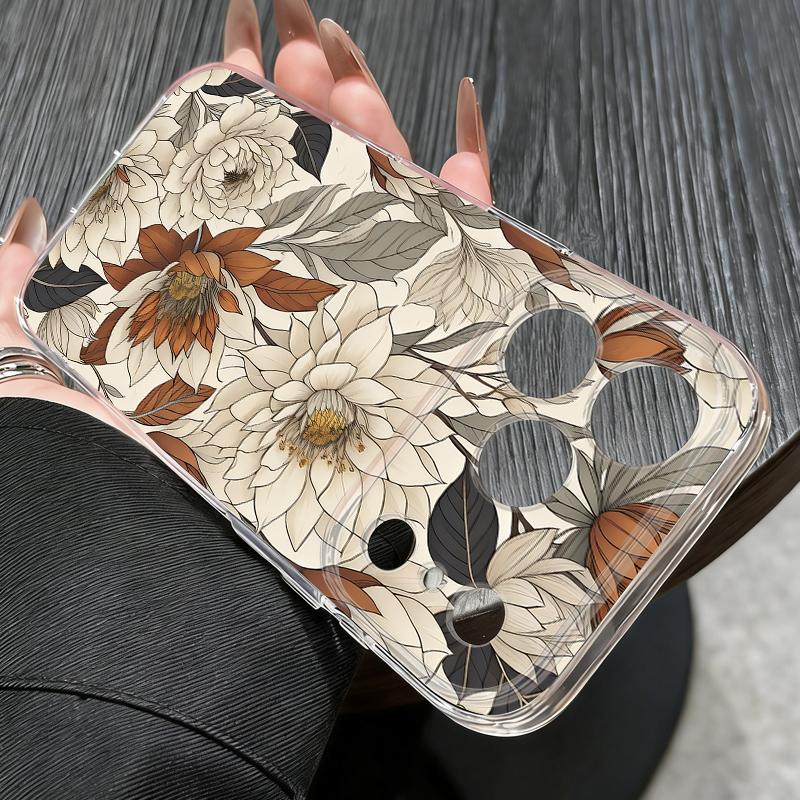 Retro Floral Pattern Case For iPhone 17 Pro Max Coque iPhone 16 15 14 13 Pro Max 11 Clear TPU Silicone Soft Cover