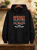 Vintage Graphic Hockey Players Walk On Water S250g Heavyweight Pullover with Pocket Adjustable Drawstring for Unisex Warm Sweatshi