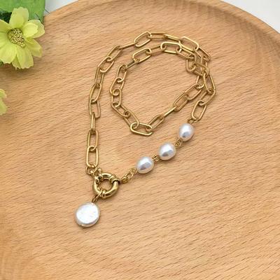 1 Stück Modisches Retro Damen Accessoire Faux Perlenanhänger Gespleißte Halskette Leichter Luxus Nischendesign Schlüsselbeinkette