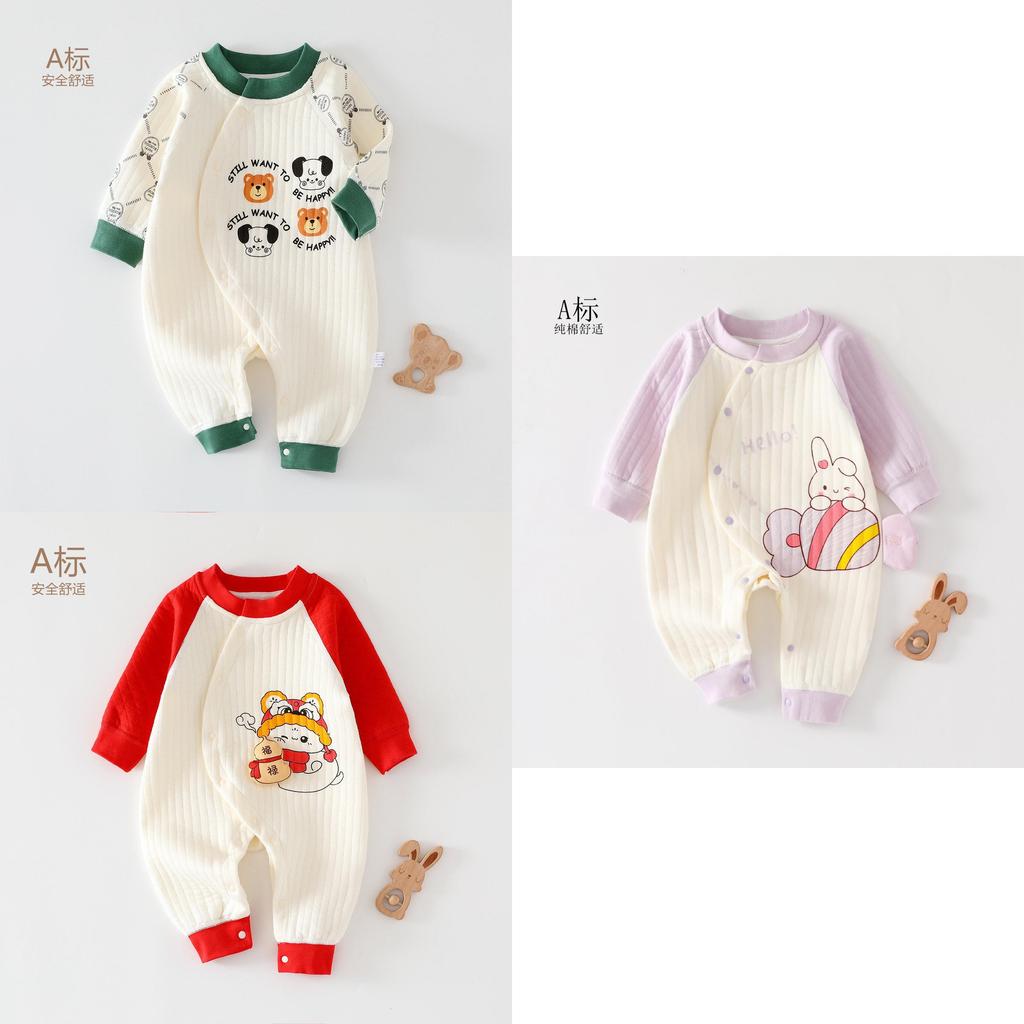 Baby Warm Fleece Baby Romper With Cartoon Animals Print Design For Winter And Autumn Newborns Baby Clothes