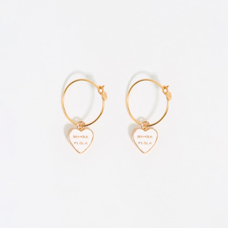

BIMBA Y LOLA Heart Logo Hoop Earrings B255AIW003IVF Ivory_FREE