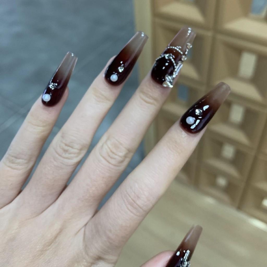 Stick Chain Diamond Gradient Handworn Nail Patch Mist Spice Fashion Style