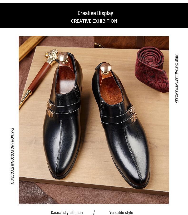 Men's New Arrival Pointed Toe Cuban Shoes - Large Size Casual & Formal Leather Heels for Weddings and Business.