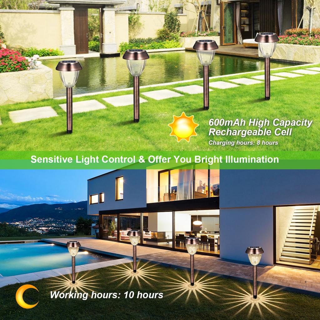 4 PCS Solar Powered Energy LEDs Lawn Light Spike Lamp Sensitive Light Control/ IP44 Water