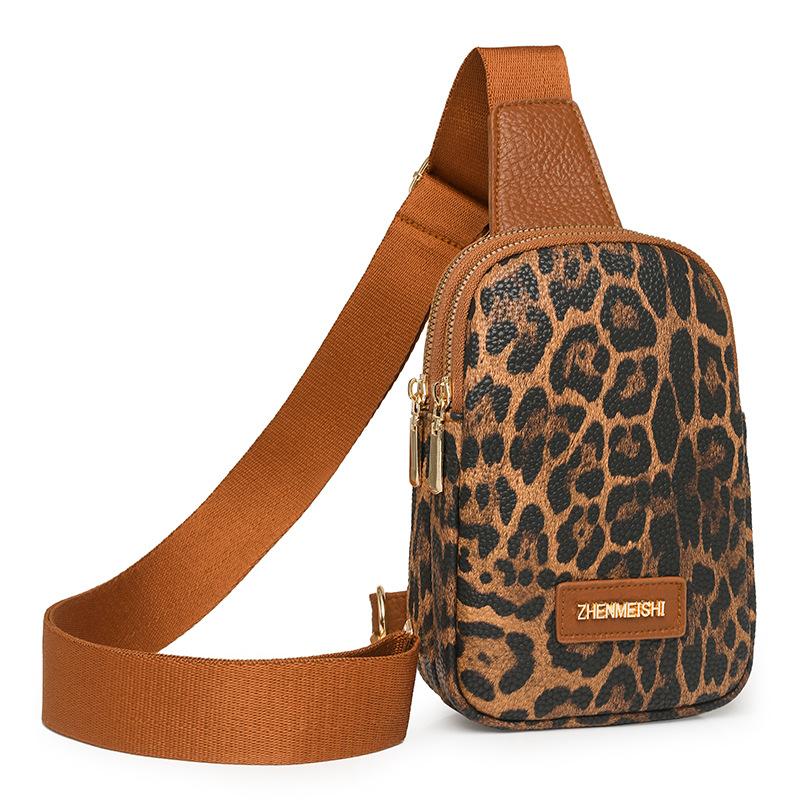 Women's Chest Bag Leopard Shoulder Crossbody Bag Lightweight Travel Satchel