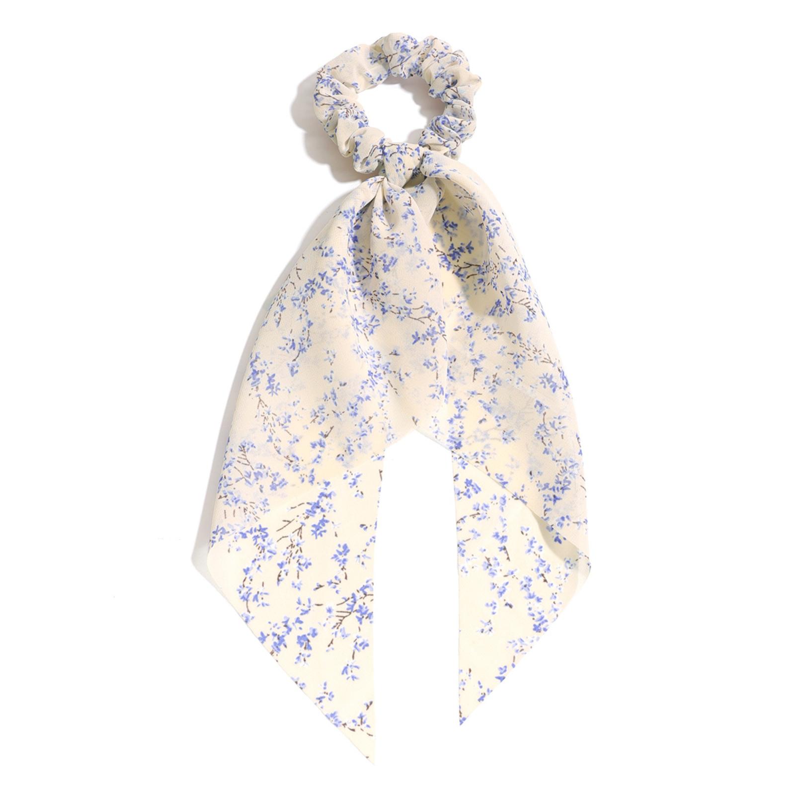 

Chiffon Triangle Scarf with Leaf Floral Pattern Large Hair Scrunchie Elastic Hair Tie for Women and Girls Soft Lightweight Fabric One Size