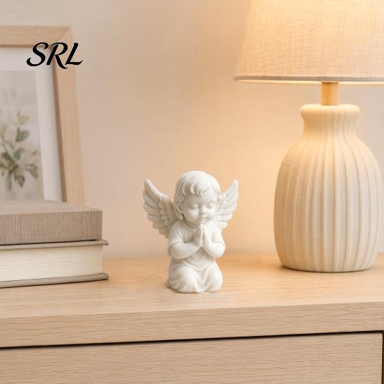 Cherub Desktop Statue 3D Printed Kneeling Angel Figurine, Praying Statue, Wings Bedroom Decor Sculpture for Home Office Indoor Outdoor Garden Detailed