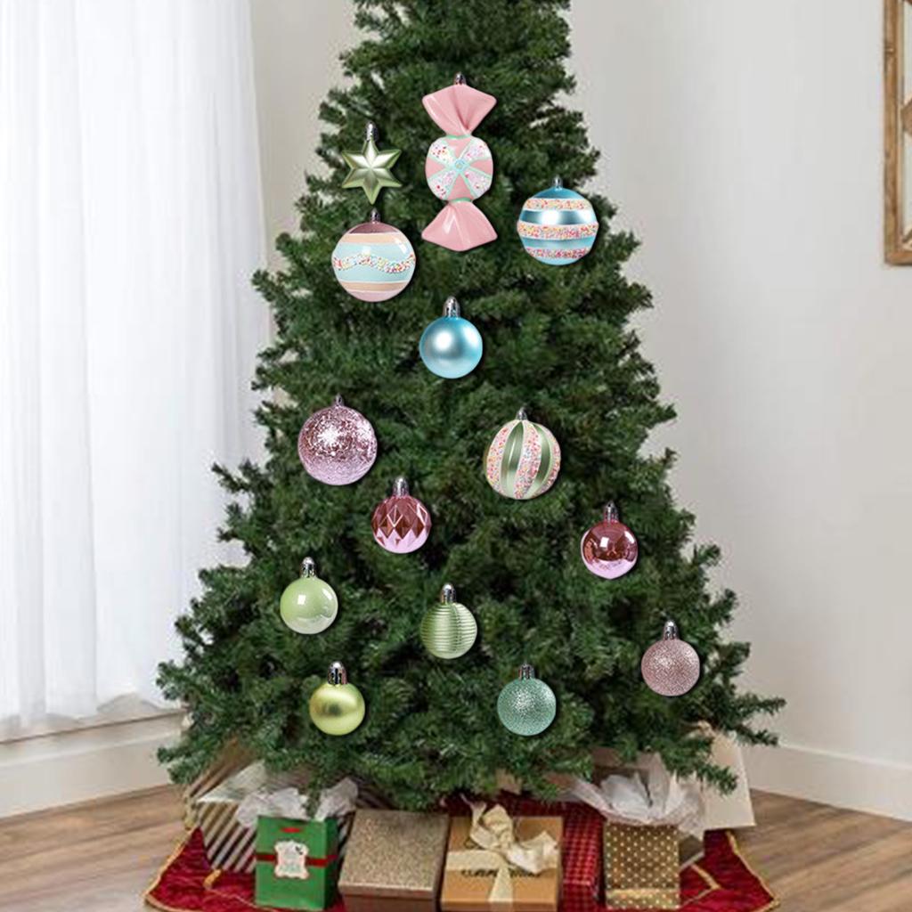 70pcs Macaron Christmas Large Size Colorful Holiday Birthday Electroplating Painting Hanging Ornaments