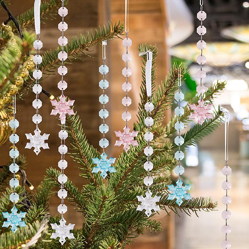 Clear Acrylic Christmas Tree Decorations Christmas Hanging Ornaments Snowflake & Icicle Hanging Decor New Year Party Decorations