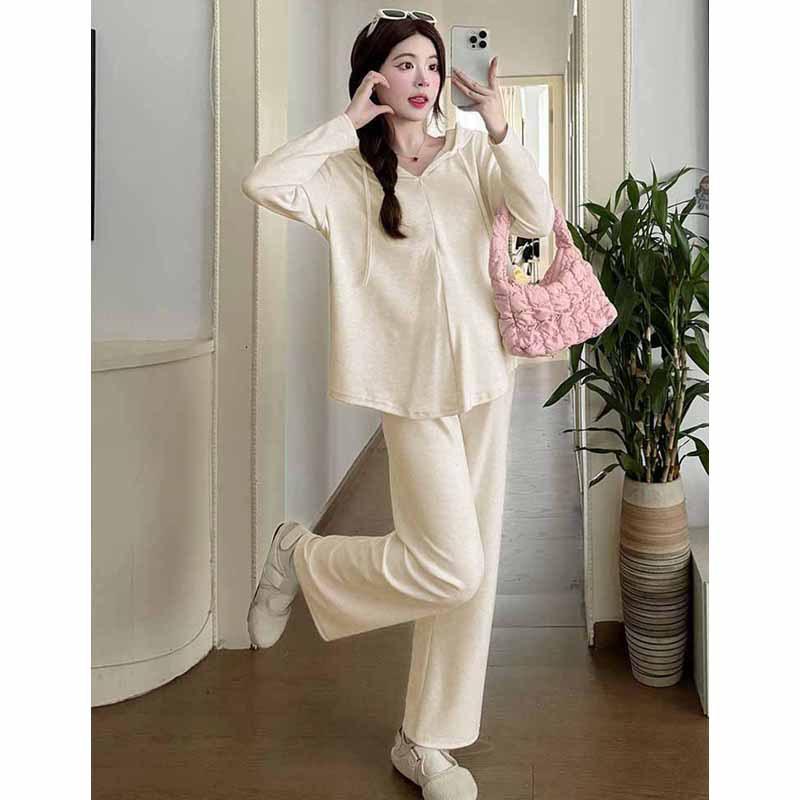 Maternity clothes autumn and winter new semi-zipper hooded shirt lazy style loose belly cover and thin commuter style top
