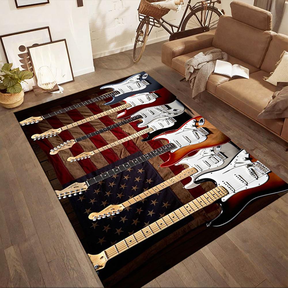 Guitar Art Abstract Floor Mats for Living Room, Bedroom and Room Decoration Are Suitable for Gifts.