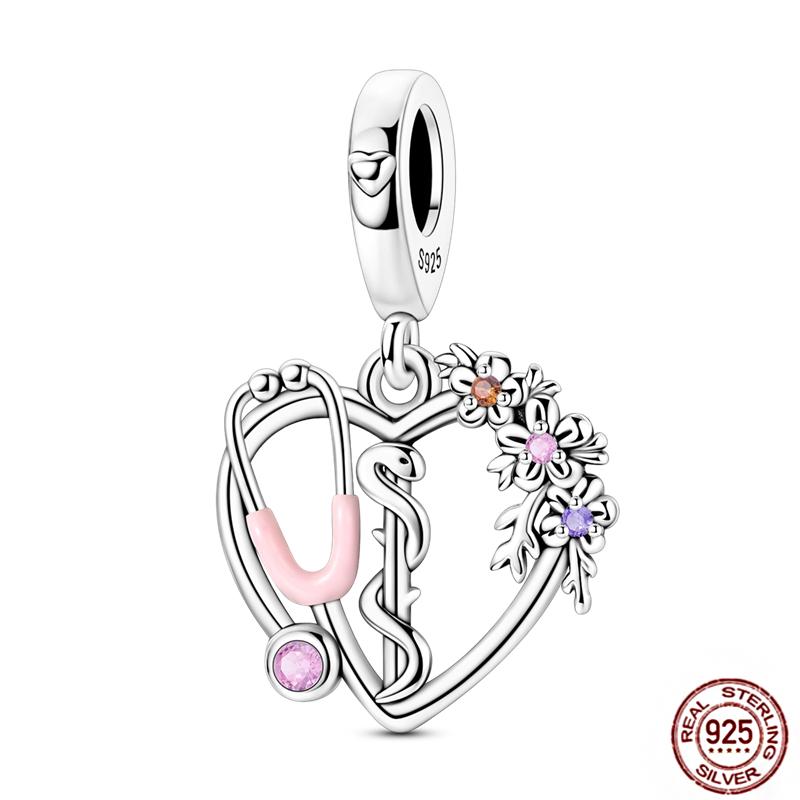 Copper Loveheart Charms Beads Cute Cat Panda Poker Phone Charm Pendant Fit Original Bracelet Diy Jewelry Women Gift