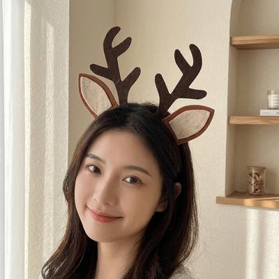 Antler Elk Costume Set Tail Reindeer Hair Hoop Cute Christmas Headband Girl