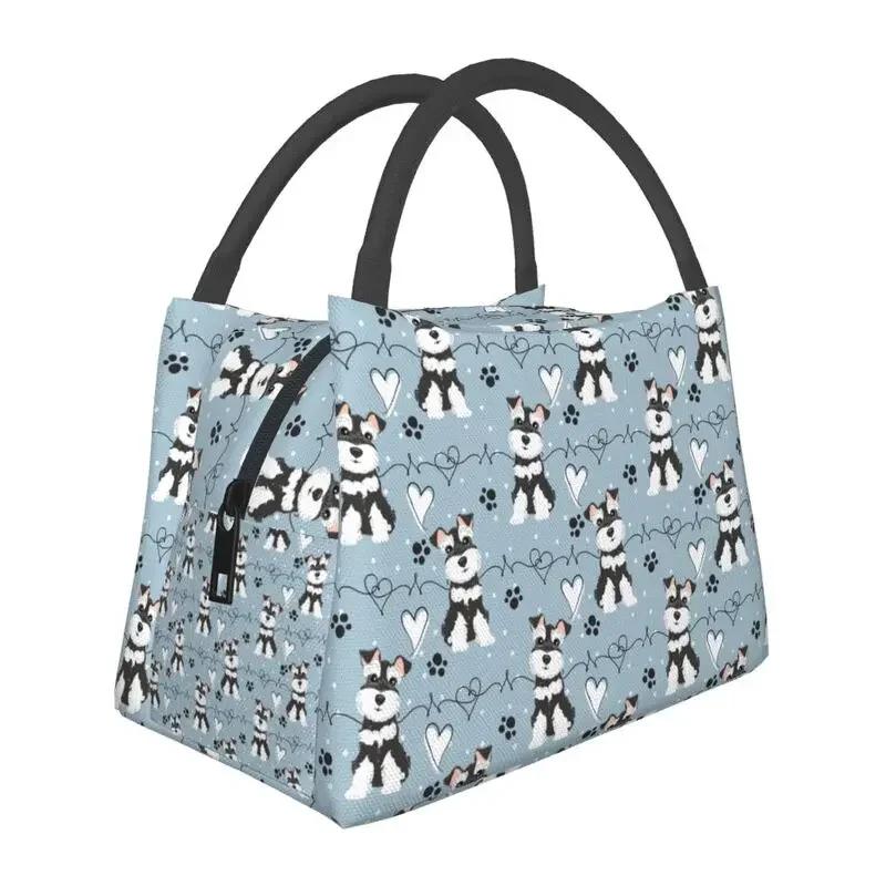 Kawaii Fashion Miniature Schnauzer Dogs Insulated Lunch Bag for Outdoor Picnic Animal Resuable Cooler Thermal Lunch Box Women