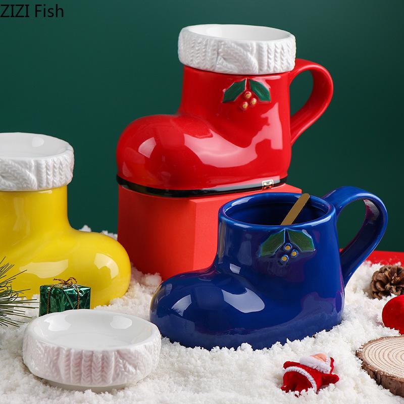 Creative Boot Shaped Mug Cartoon Ceramic Mug Afternoon Tea Coffee Cup Modern Home Breakfast Milk Cup Drinking Set Christmas Gift
