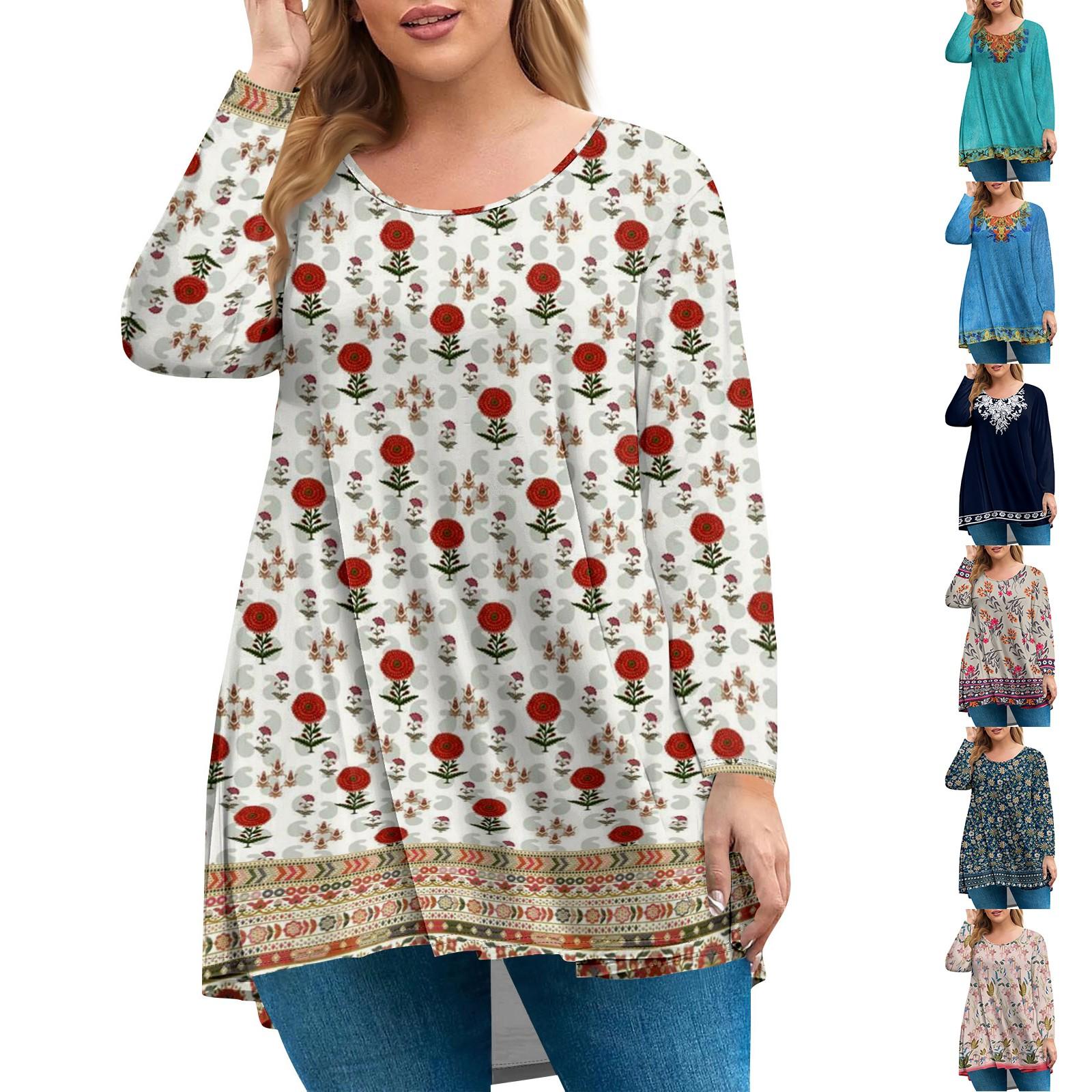 

Women s Plus Size Top, Garden Collar Long Sleeved Shirt, Fashionable Floral Print Casual Top XXXXL