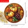 Pumpkin Grape Corn Harvest Round Wooden Hanging Sign, Autumn Door Wall Decor