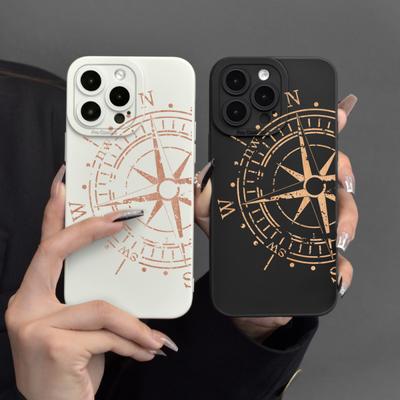 Compass Pattern Graphic Phone Case for iPhone 15 14 13 12 11 XR X XS Pro Max 7 8 Plus Se Mini Silicone Protective Back Cover
