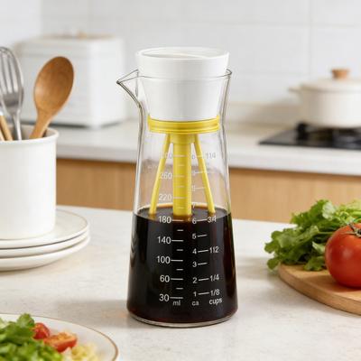 Glass Oil Dispenser with Built-In Salad Dressing Mixer Leak-Proof Salad Dressing Bottle Easy-Clean Dishwasher Safe Condiment Bottle