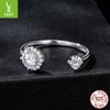 Shining Mozzarella Diamond Ring, Simple Classic Temperament 925 Sterling Silver Platinum Plated Open Ring Ring