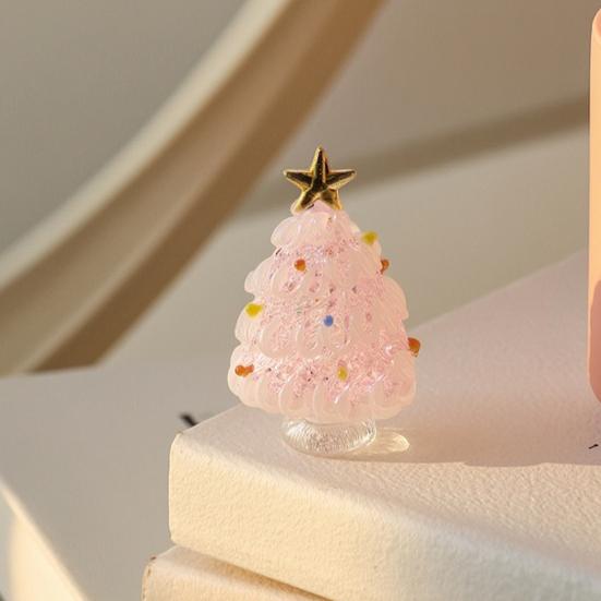 Creative Christmas Gifts for Friends Mini Tree Figurine, Handmade Colored Glaze Tabletop Ornament Unique Holiday Table Centerpiece with Star Top Xmas