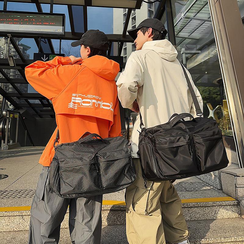 New Japanese and Korean casual style large-capacity travel backpack double pocket men's and women's fitness sports messenger bag