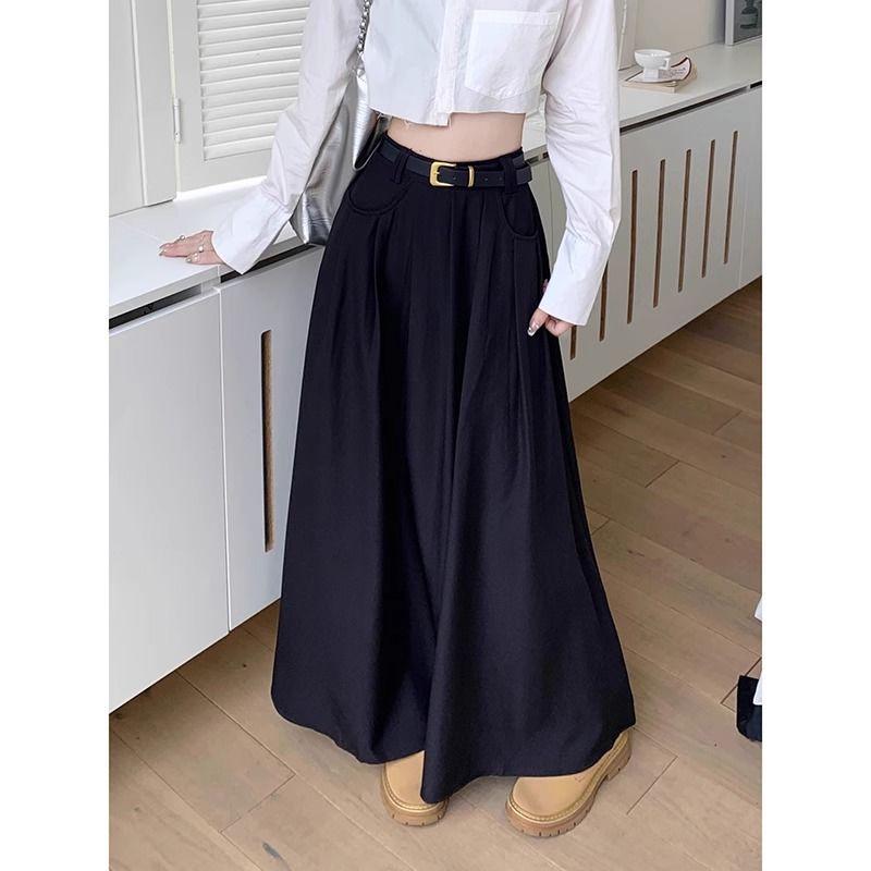 2024 New High-Waist Slim A-Line Umbrella Skirt for Women - Korean Autumn Style