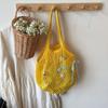 Portable Hollow Woven Shoulder Bag Korean Style Woven Grocery Bag Vacation Beach Bag Fitness