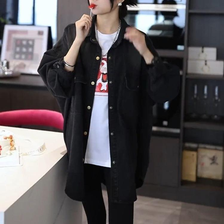 Casual Loose Fit Denim Shirt for Women In Lazy Style Autumn Outfits